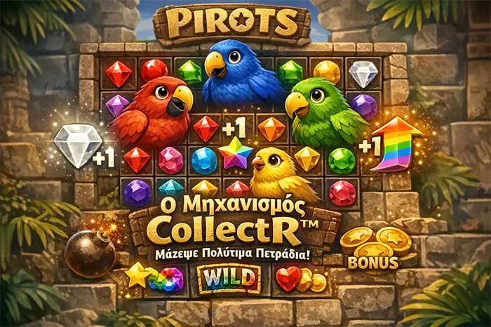 Ανάλυση του μηχανισμού CollectR με κίνηση πουλιών, πετράδια και αλυσίδα drops