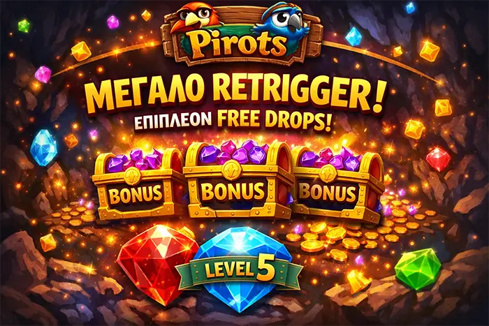 Επανενεργοποίηση του Free Drops bonus με νέα bonus symbols και συνέχεια των γύρων