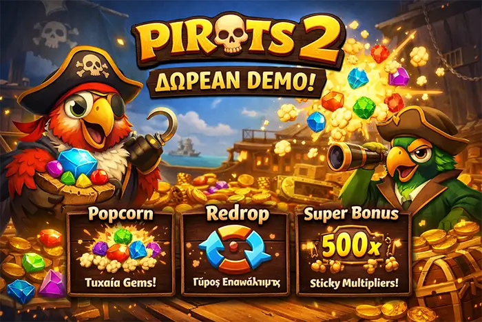 Pirots 2 demo δωρεάν με CollectR πλέγμα 6x6 Popcorn Redrop και virtual credits