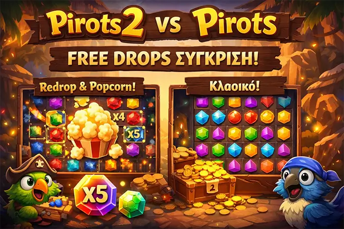 Σύγκριση Pirots 2 demo με Pirots 1 στα Free Drops και στα νέα features του δεύτερου μέρους