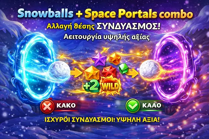 Συνδυασμός Snowball και Space Portal στο Pirots 4 Frozen Fury demo με αλλαγή διαδρομής και νέα Wilds