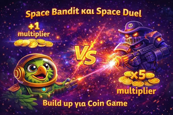 Space Bandit και Space Duel στο Pirots 4 Lost in Space demo με ανάλυση του multiplier ανά νίκη